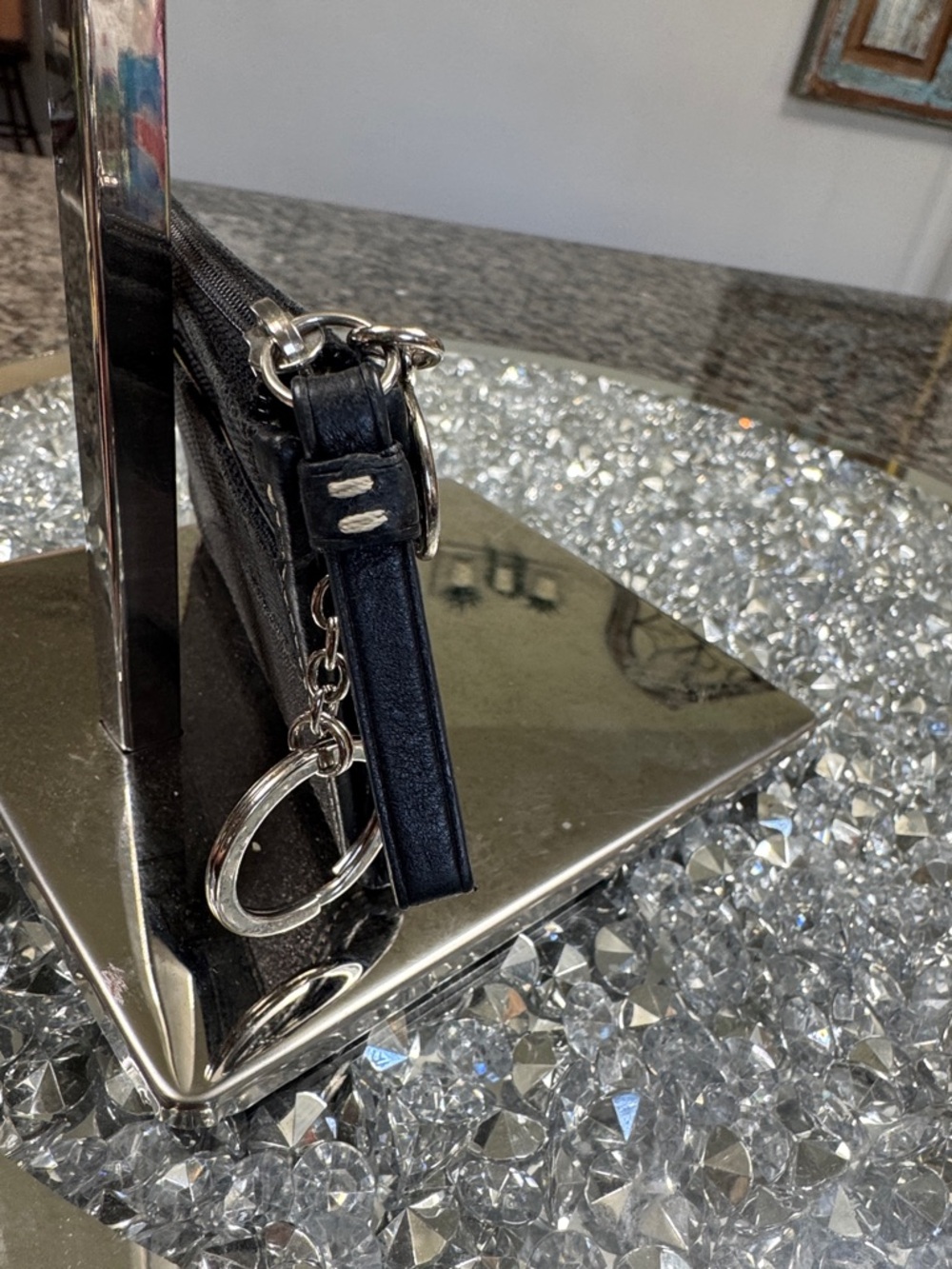Coach Black Signature Card Case with Metallic Stripe card holder - Picture 8 of 14